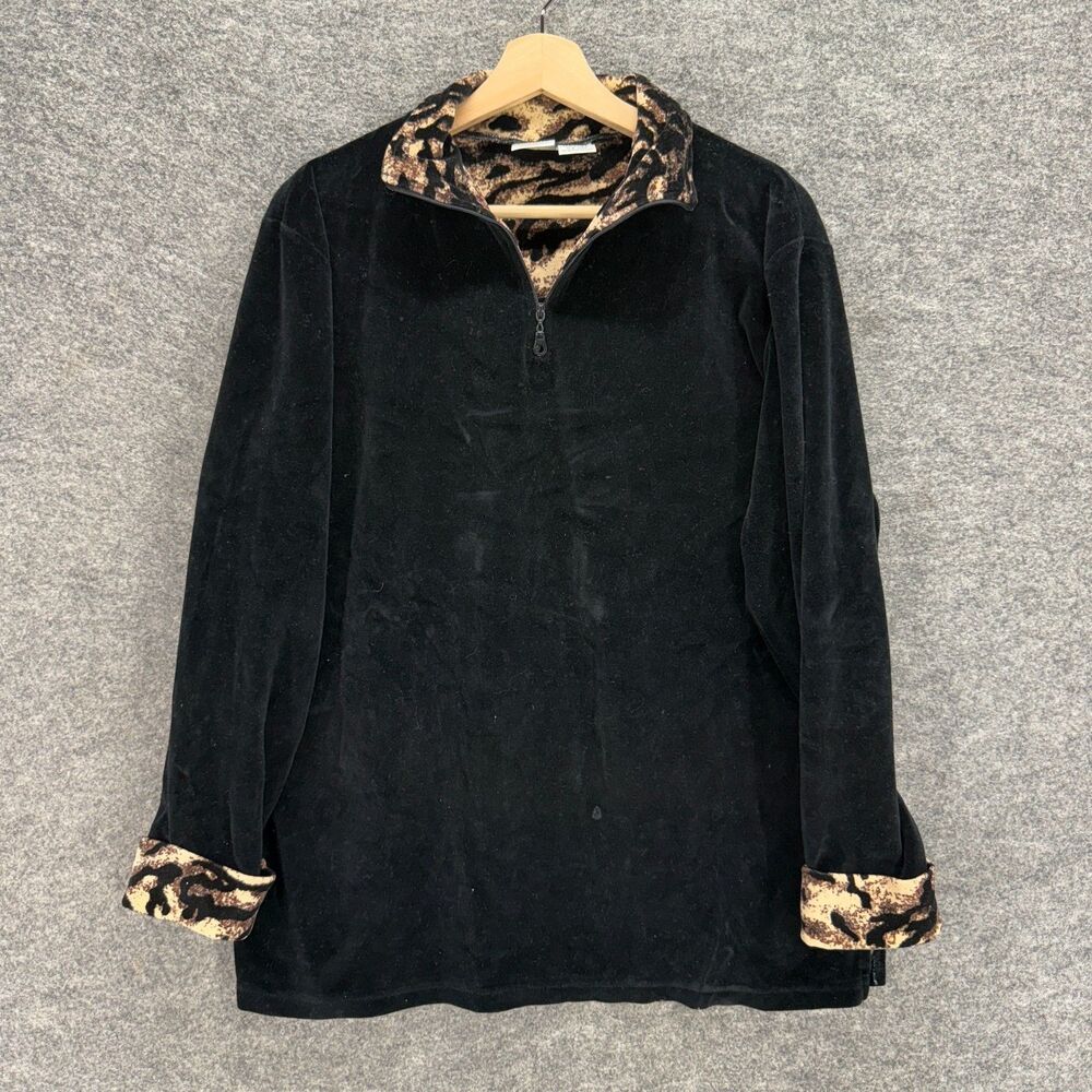 Maxwell Jacket Women L Large Black Collared Long Sleeve Zipper Velvet Casual
